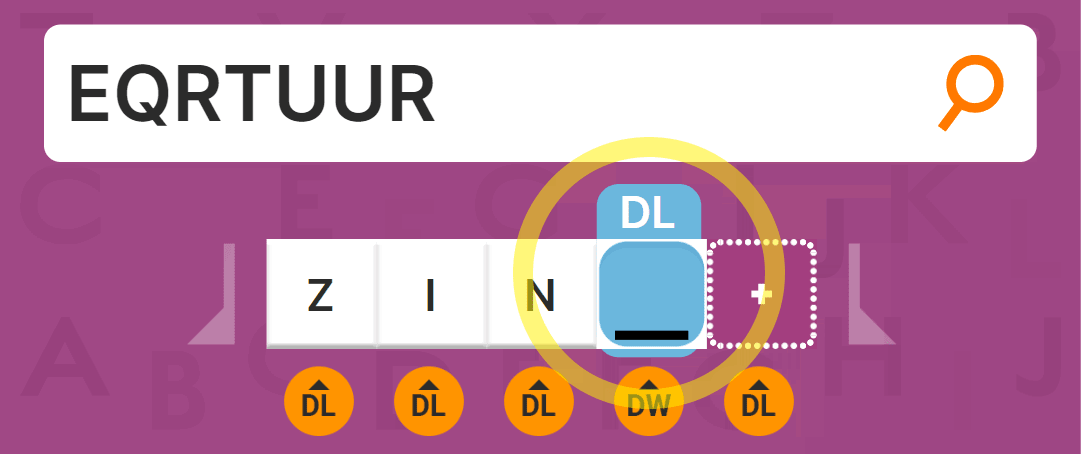 Screenshot of word finder that has certain letters and a bonus tile.