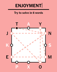 Letter Boxed puzzle with the word ENJOYMENT