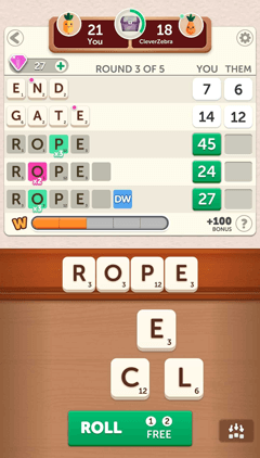 Screenshot of a Word Yatzy game board