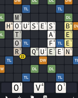 Wordfeud screenshot of the game board playing the word MOTOR